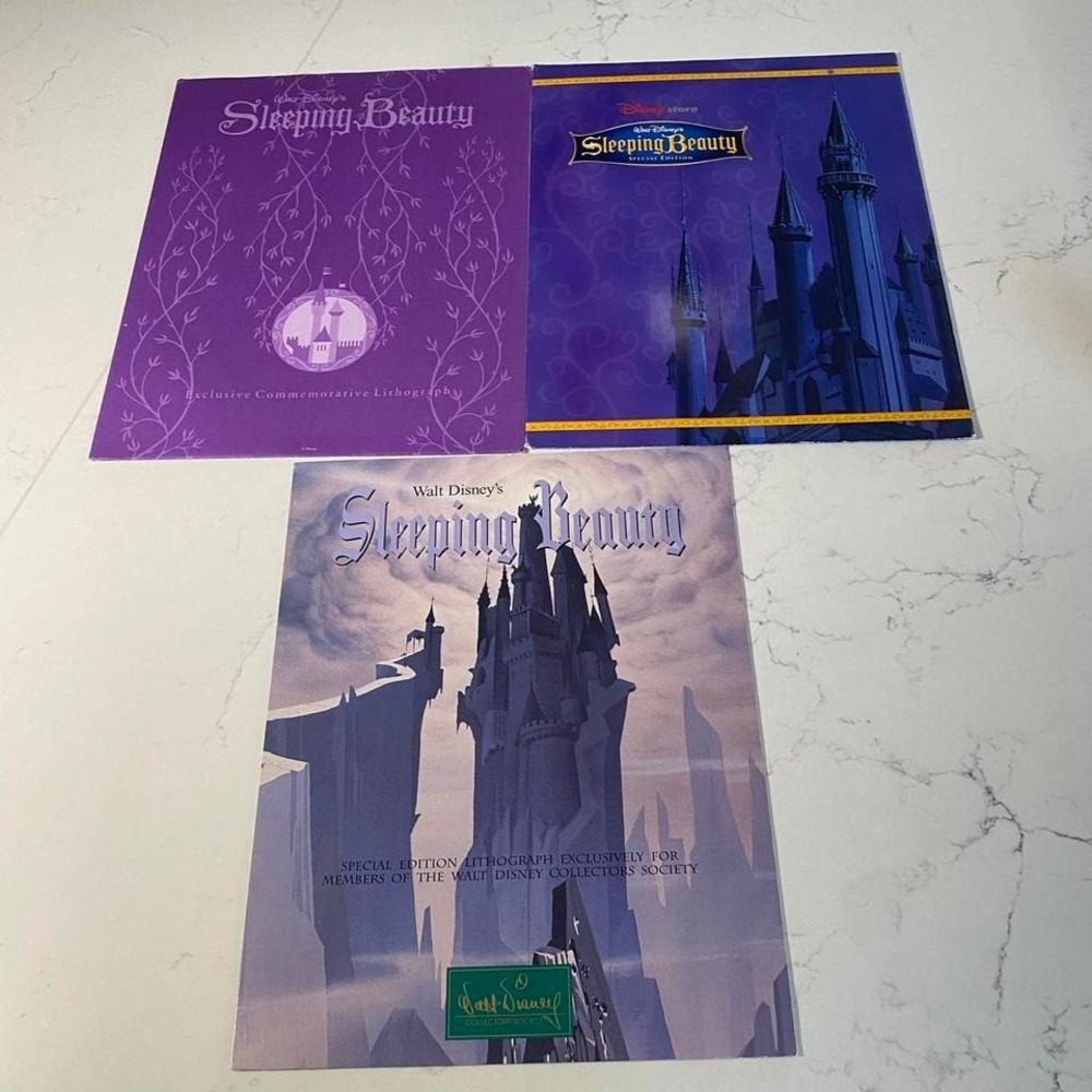 Disney Sleeping Beauty Lithograph Lot of 3 –‎ Aurora, Prince, Maleficent, prints